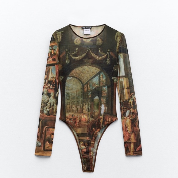 PRINTED TULLE BODYSUIT - Picture 3 of 5